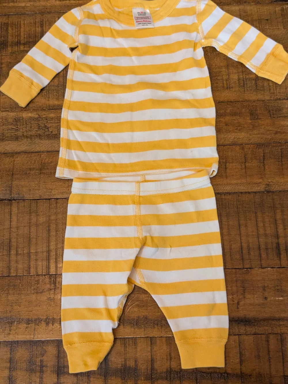 Hanna Andersson Yellow & White Striped Kids Pajama Set Organic Cotton 0-6m